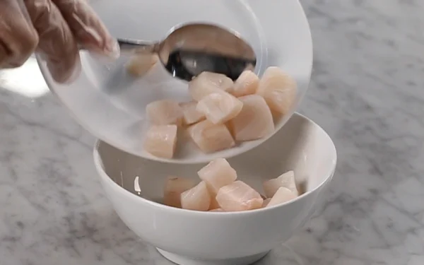 Cobia-Fillets-Diced A chef portions diced Cobia to make ceviche