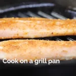 Seasoned Mahi Mahi on a grill pan cooking