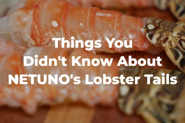 Rock-Lobster-Tails-Facts Poached lobster tails on a cutting board with the text "Things You Didn't Know About NETUNO's Lobster Tails"